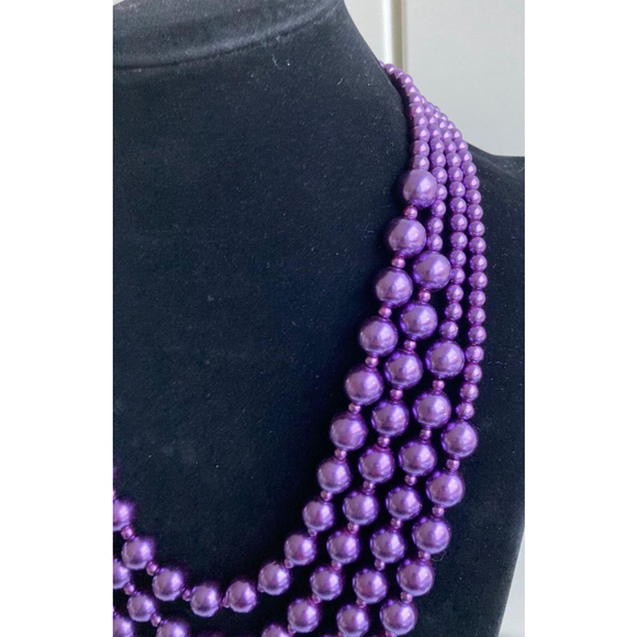 Purple Glass Pearl Necklace - Picture 3 of 5